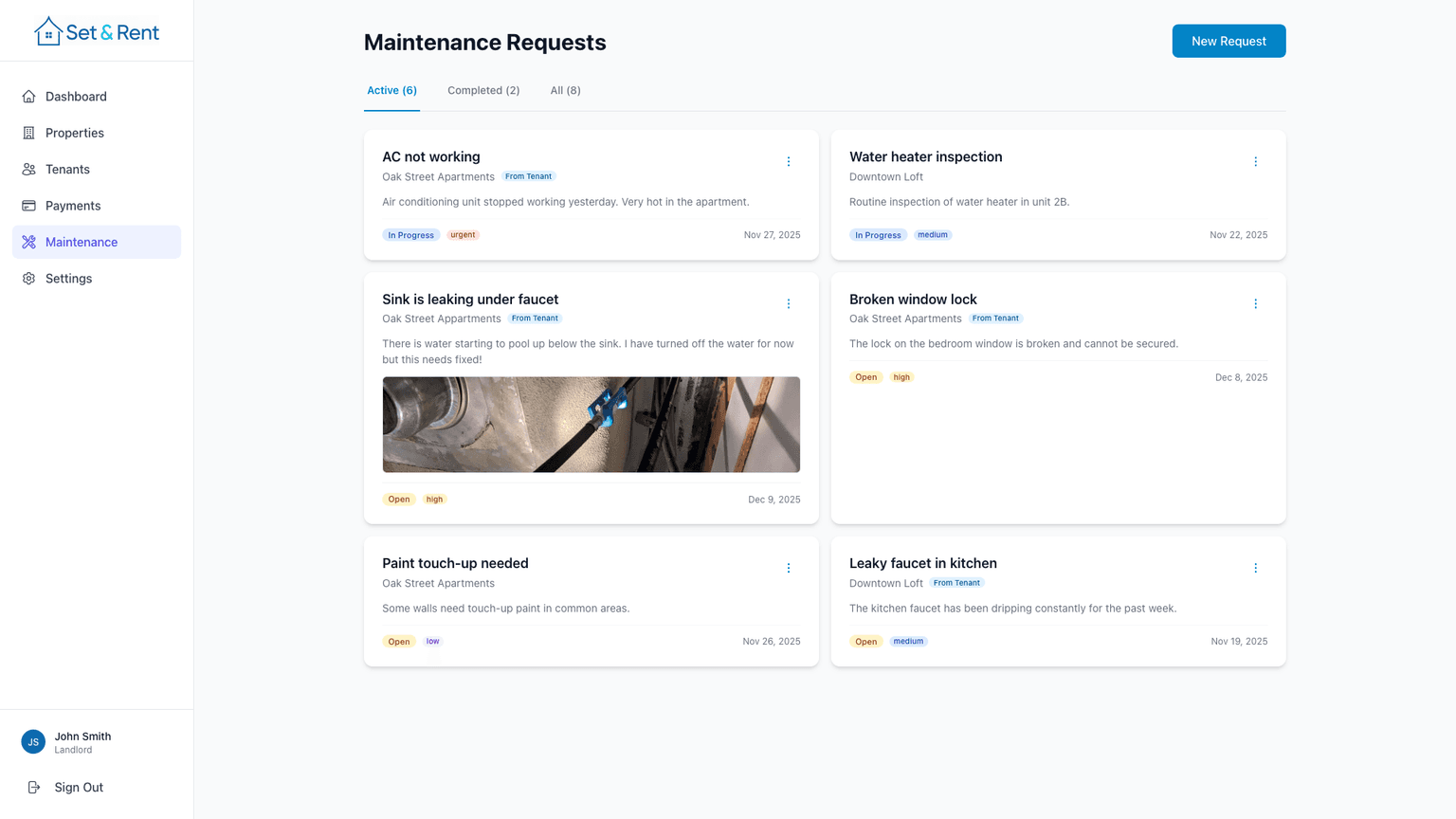 Maintenance Request Tracking