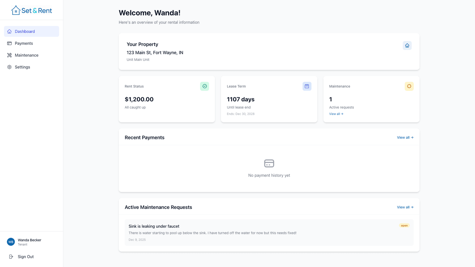 Tenant Portal Dashboard